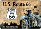 Route 66, Motorrad Blechpostkarte 10 x 14 cm