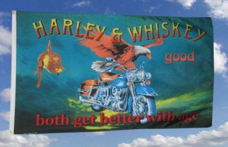 Harley und Whisky Fahne / Flagge 90x150 cm