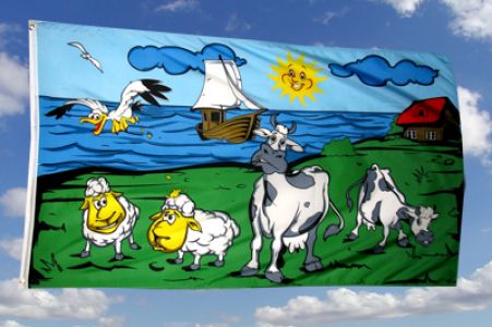 Kühe und Schafe an der Küste Fahne/Flagge 90x150cm Motiv 2