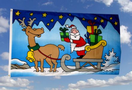 Nikolaus Weihnacht's Fahne / Flagge 90x150 mit Rentier