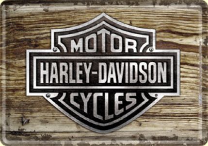 Harley-Davidson Wood Logo Blechpostkarte 10 x 14 cm