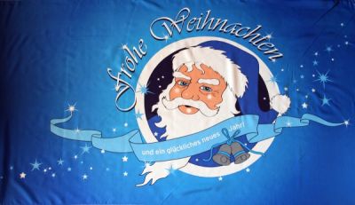 Frohe Weihnachten Fahne / Flagge Nikolaus Blau 90x150 cm