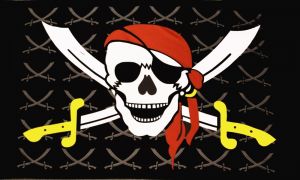 Flagge Hiss-Fahne Skull Totenkopf Pirat mit Kopftuch 90x150 cm 2 Ösen neu 