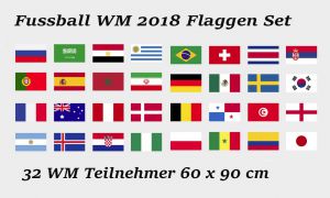 Fussball WM 2018 Fahnen Set 32 teilig 60 x 90 cm