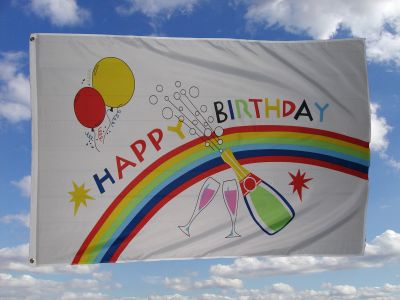 Happy Birthday Fahne/Flagge 150x250 cm