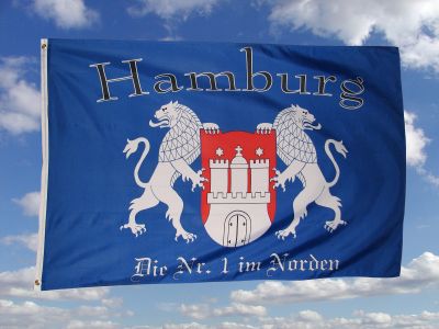 Flagge Fahne Hamburg Nummer 1 im Norden Hissflagge 90 x 150 cm 