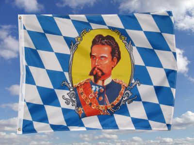 Bayern mit König Ludwig II Fahne 90cm x 150cm