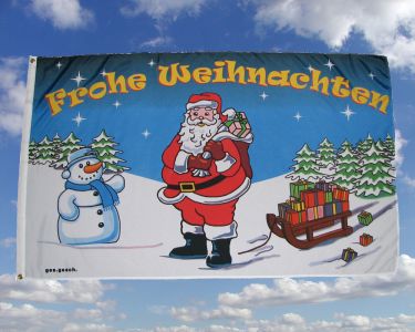 Frohe Weihnachten Schneemann Rentier Christmas Fahne Hißflagge  150 x 90 cm 