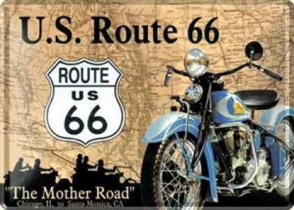 Blechpostkarte US Route 66 The Mother of the Road 10 x 14 cm Blechschild