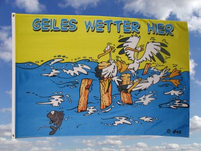 Fahnen Flagge Geiles Wetter Hier Möwe 90 x 150 cm 