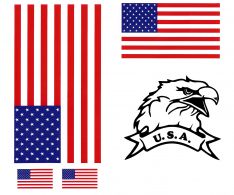Fahnen Aufkleber Set USA