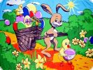 Frohe Ostern Fahne / Flagge Hase mit Kken 90 x 150cm