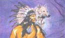 Indianer mit Wolf Fahne/Flagge 90cm x 150cm