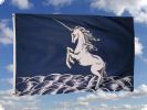 Einhorn Unicorn  Fahne 90 cm x 150 cm Blau